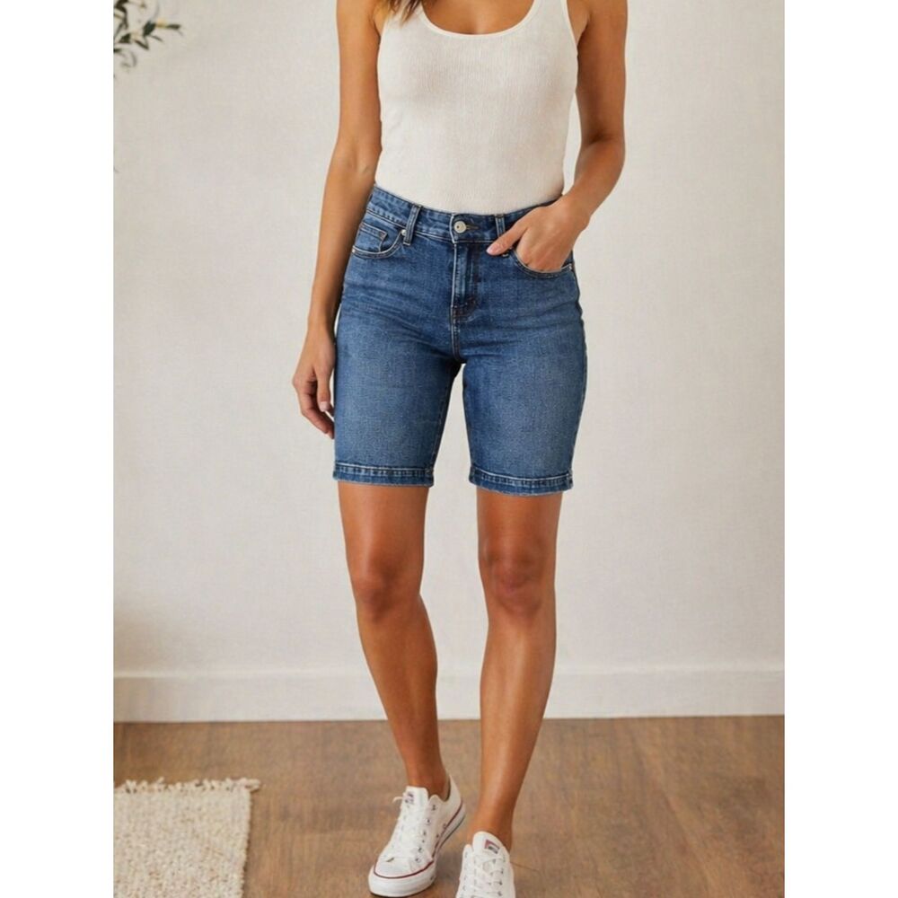 Levi’s Demi Curve Classic Denim Bermuda Jean Shorts Womens 4/27 Mid Rise Stretch